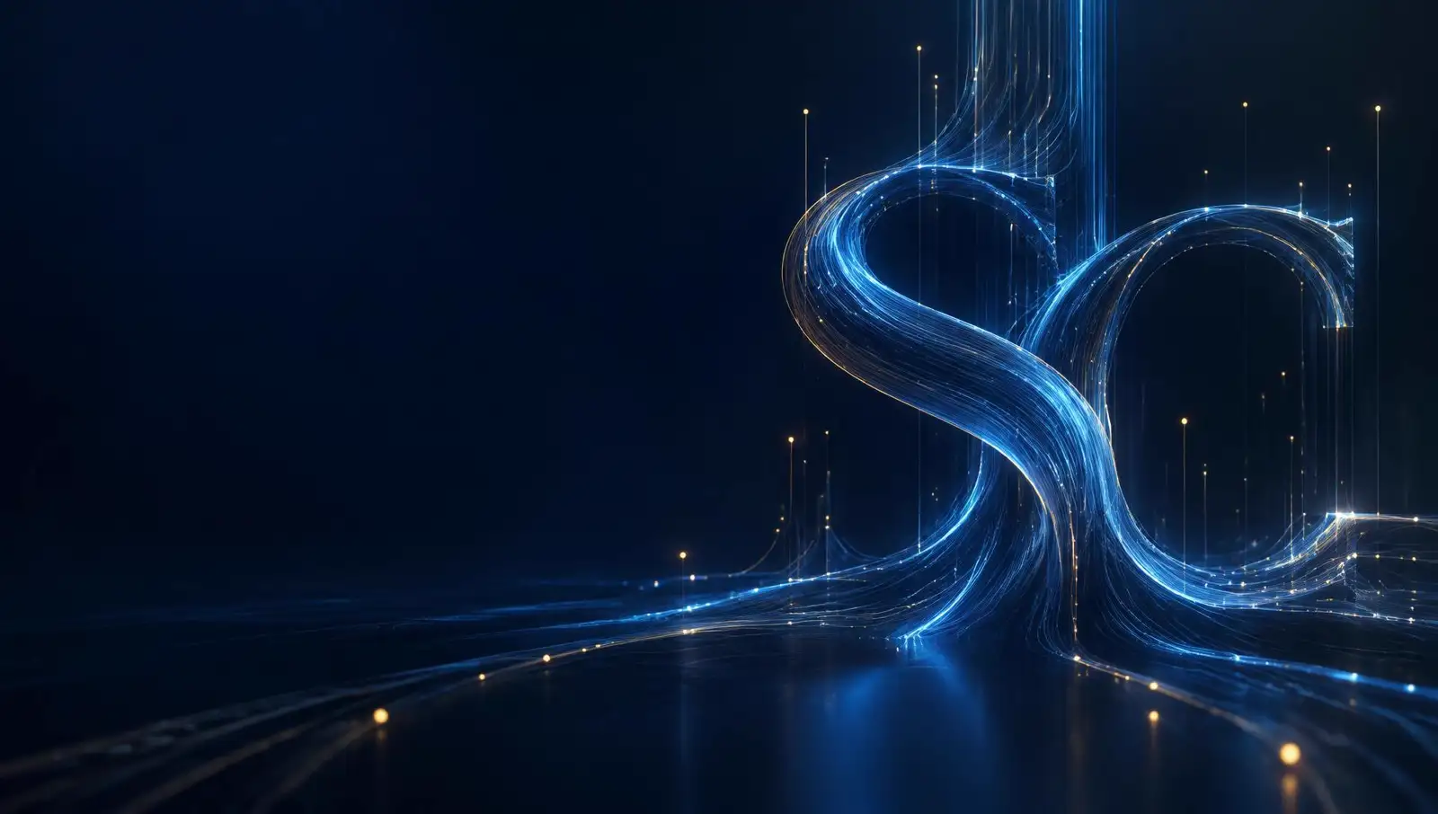 Abstract connected digital pathways forming the SC brand mark